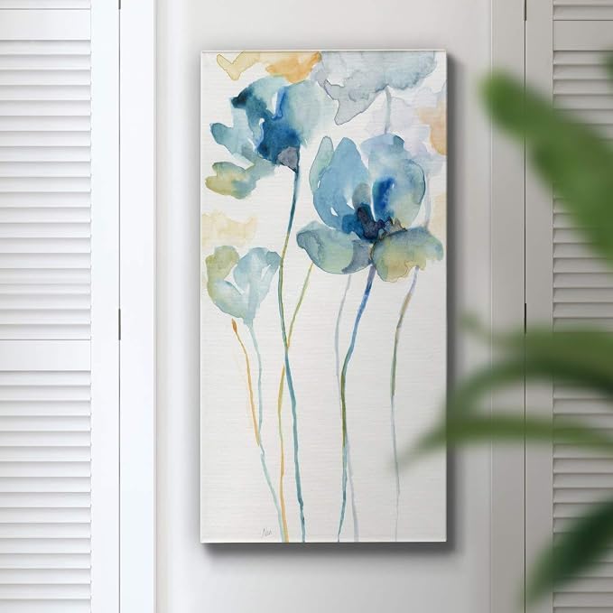 Renditions Gallery Canvas Floral Wall Art Modern Paintings Decorations Colorful Stem Wildflowers Botanical Romantic Wall Hanging Canvas Artwork for Bedroom Office Kitchen - 20"x40" LT43