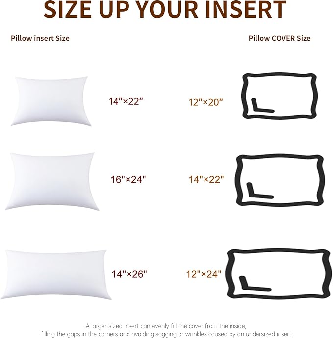 14x22 Lumbar Pillow Inserts 2-Pack for Sofa, Polyester Fill | 100% virgin fiber; Soft and fluffy; Maintains fullness; Low allergen; For accent chairs and lumbar support