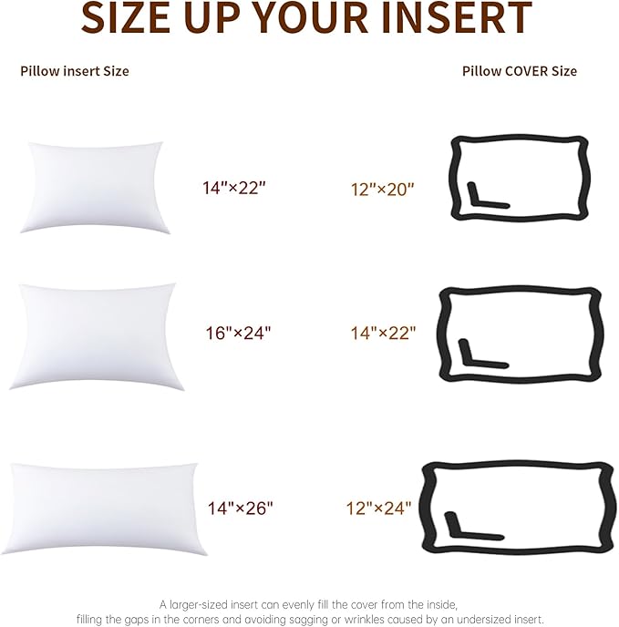 16x24 Rectangular Pillow Inserts 2-Pack for Sofa, Polyester Fill | 100% virgin fiber; Generously filled; Soft and fluffy; Low allergen; Machine washable; For accent chairs and bed