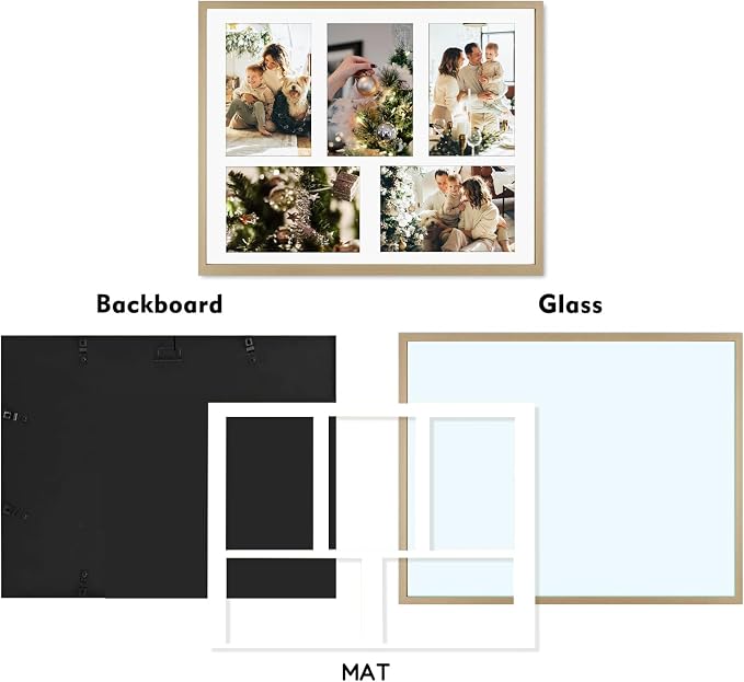 Golden State Art 11x14 Collage Frame w/Mat for 5 4x6 Photos Gold 1 Pack