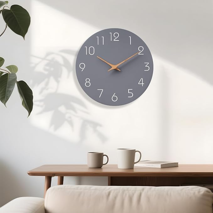 Mosewa Wall Clock 12" Silent Non-Ticking Battery Operated Modern Simple | Analog Kitchen Home Bathroom Living Room Bedroom Office Mordern Simple