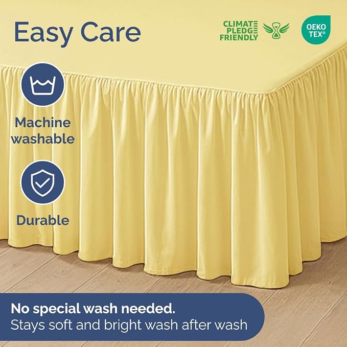 Bedskirt King Size Ruffle - Ruffled Bed Skirt - 12 Inch Drop - Yellow | Bedskirt with Platform, Ultra-Soft Premium Hotel Quality, Wrinkle Free, Fade & Shrink Resistant, for Women, Men, Kids & Teens