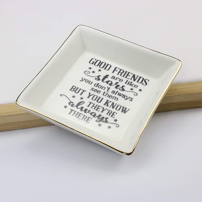 JoycuFF Friendship Gifts for Women Gifts for Women Birthday Christmas Friends Trinket Tray Decorative Ring Dish Jewelry Tray Home Decor