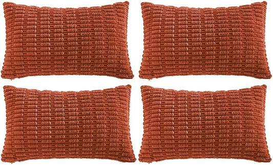 Fancy Homi 4 Packs Decorative Throw Pillow Covers for Living Room Couch Bed, Modern Farmhouse Boho Home Décor Accent Cushion Case, 20" x 12", Burnt Orange