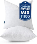 MIULEE 24x24 Euro Pillow Inserts 2 Pack,Feather Mix Polycotton Pillows | Cotton Fabric, Decorative Throw Pillows for Couch Bed Sofa