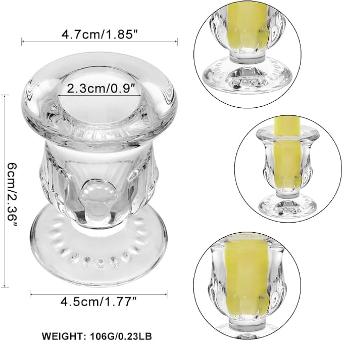 Glass Taper Candle Holder Set of 12 - Clear Crystal Candlestick Holders for Tapered Candles, Elegant Candle Stick Holder Set for Wedding Party Christmas Thanksgiving Festival (12, Transparent)