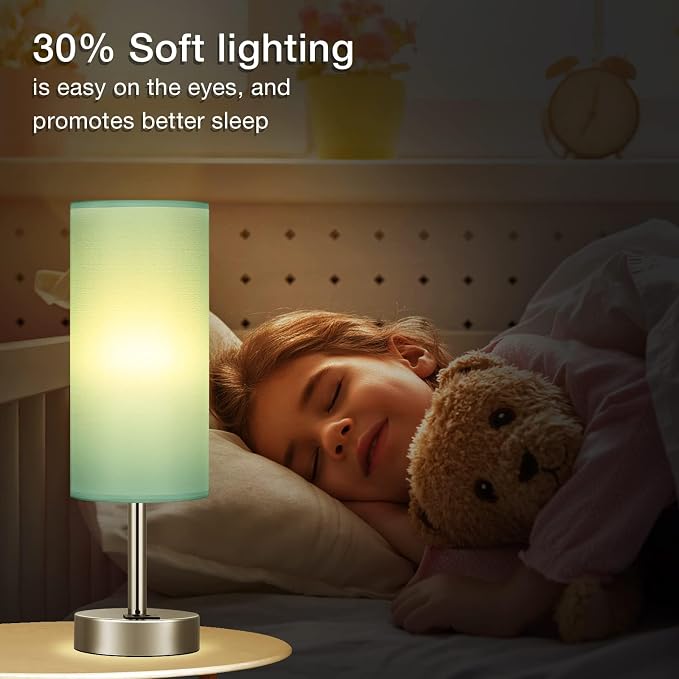 Teal Touch Table Lamp for Bedroom - Bedside Desk Lamp for College Dorm