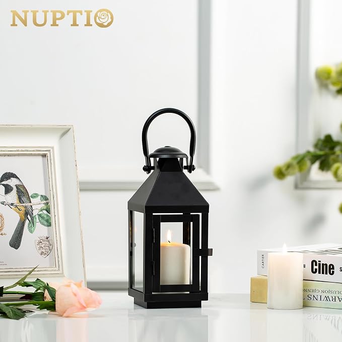 NUPTIO Garden Lantern for Pillar Candles: Vintage Metal Candle Holder