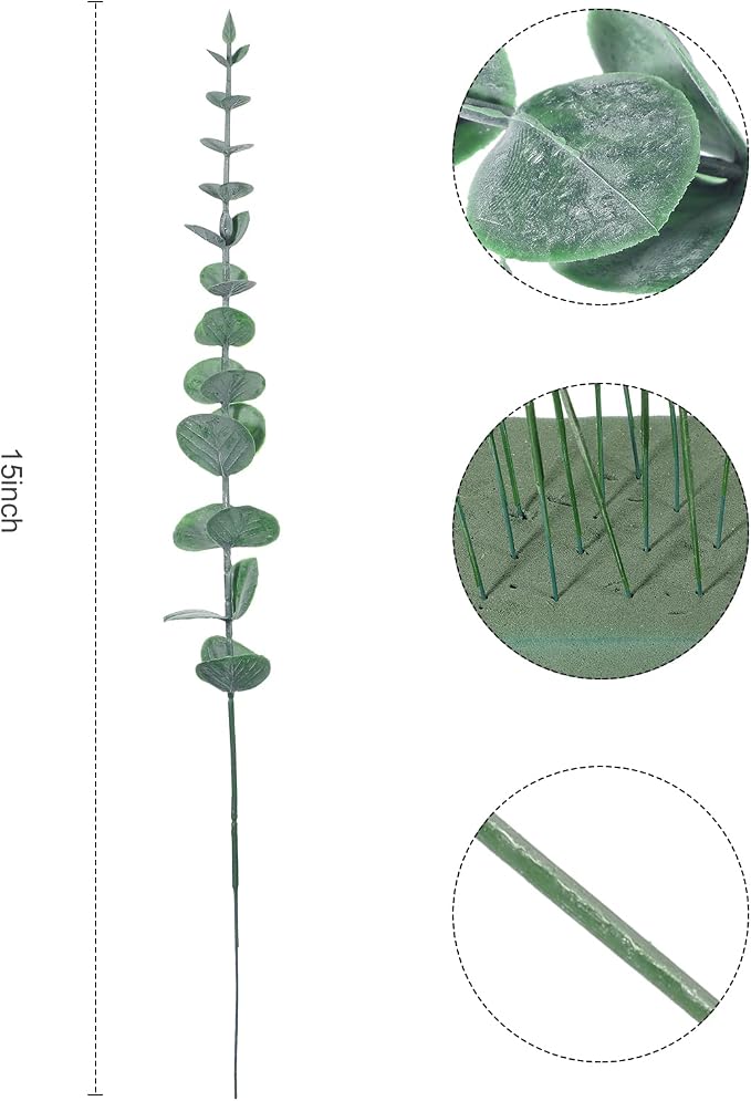 Canlierr 100 Pcs Faux Eucalyptus Stems Greenery Leaves Branch,Dark Green | Artificial Greenery for Wedding Centerpiece, Bouquet, Farmhouse Home Decor, Realistic Foliage, Vase Arrangements