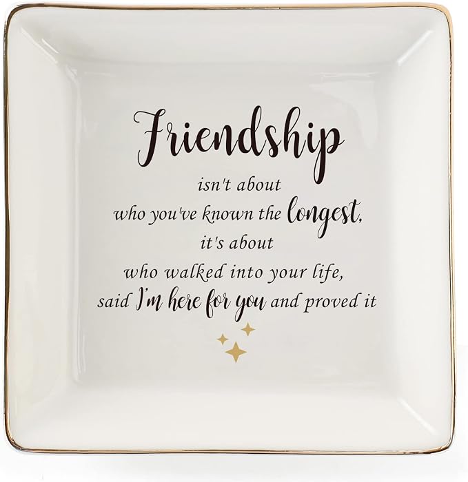 HOME SMILE Friendship Ring Dish　Decorative Tray-Friendship is not about who you've known the longest-Birthday Day Gifts for Betie,BFF-Sentimental Inspirational Gift for Cheer Up Women,Her