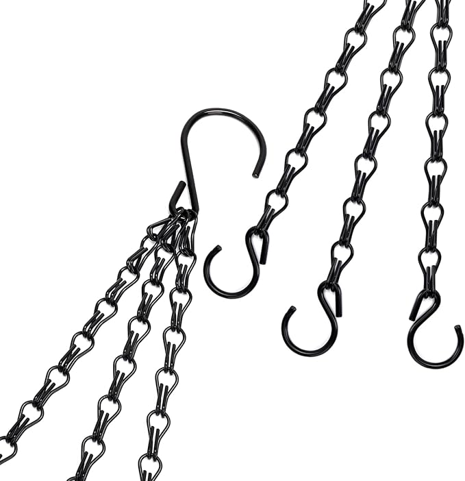 Heybe 20 Inch Hanging Basket Chain, 3 Point Hanging Chains with Hooks for Pot Planters Bird Feeders Lantern Lamp,Extended Hangers for Hanging Badkeys(20 inch,3 Point)