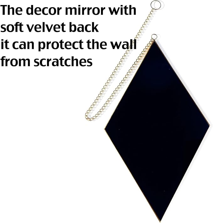 yshengood Diamond Wall Mirror Set of 6 Pcs, Silver Wall Decor Mirrors Small Glass Decor Wall Mirrors for Living Room and Bedroom Decoration