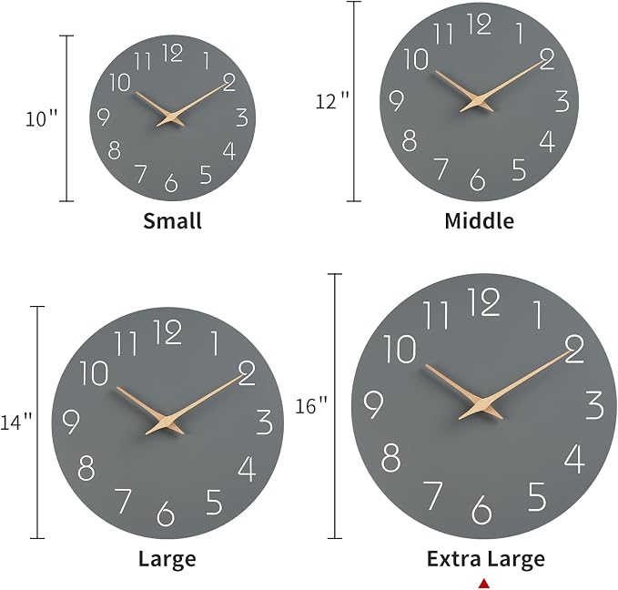 Mosewa Large Wall Clock 16" Modern Silent Non-Ticking Battery Operated | Analog Kitchen Home Bathroom Living Room Bedroom Office Mordern Simple