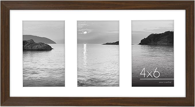 Americanflat 4x6 Collage Picture Frame - Fits 3 - Engineered Wood - Walnut