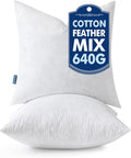 MIULEE 18x18 Pillow Inserts 2 Pack,Feather Mix Polycotton Pillows | Cotton Fabric, Decorative Throw Pillows for Couch Bed Sofa
