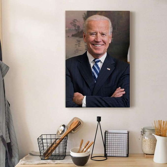Renditions Gallery Joe Biden Presidental Portrait Wall Art, Premium Gallery Wrapped Canvas Decor, Ready to Hang, 27 in H x 16 in W, Made in America Print