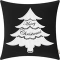 BRAWARM Christmas Pillow Cover 18 X 18 Inches, Black Christmas Tree Embroidered Pillow Cover, Soft Velvet Decorative Throw Pillow for Couch Bed Sofa Living Room Home