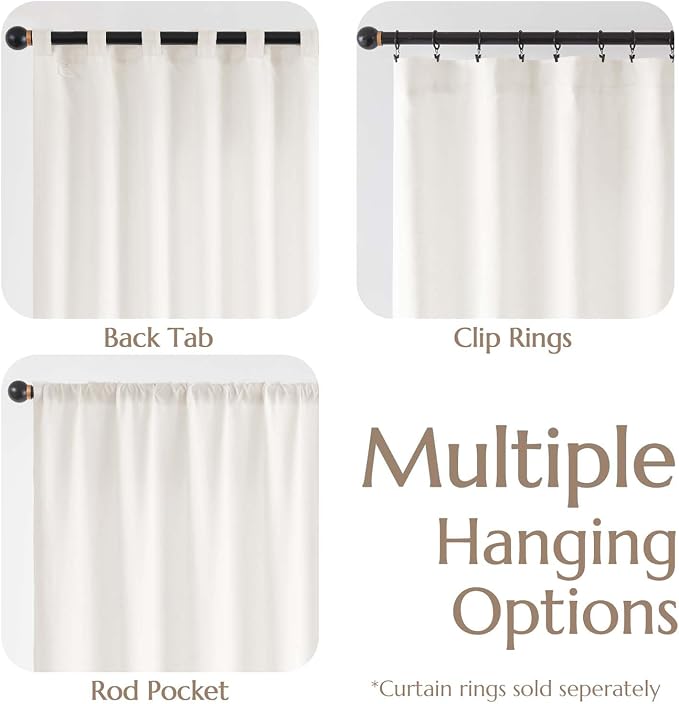 jinchan Lined Linen Curtains Privacy Back Tab 50x96 Inch 2 Panels Set White | Light Filtering Curtains with White Privacy Liner, Cottage Core Farmhouse Curtains for Living Room, Rod Pocket 96 Inch Length