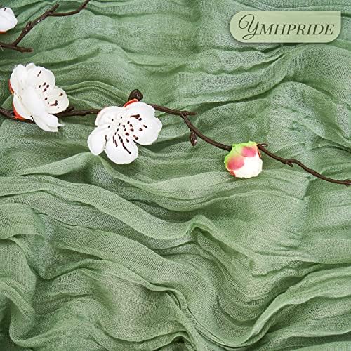 YMHPRIDE 12 Pack Cheesecloth Table Runner 35x120in Sage Green Table Runner