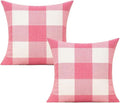 VAKADO Pink Throw Pillow Covers Set of 20x20 Valentines Decorative Gingham Farmhouse Decor Wedding Love Checkered Cushion Plaids Cases Home Decorations for Bedroom Couch Sofa Patio