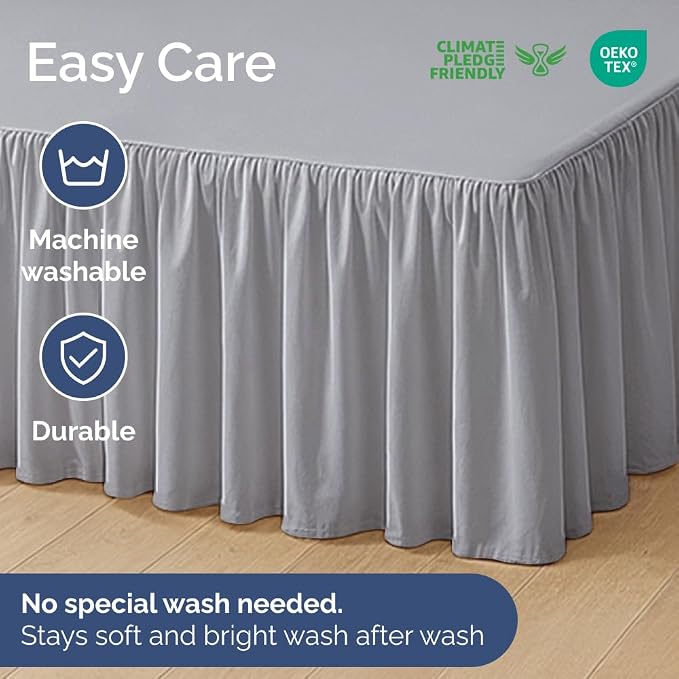 Bedskirt Twin Size Ruffle - Ruffled Bed Skirt - 12 Inch Drop - Steel Blue | Bedskirt with Platform, Ultra-Soft Premium Hotel Quality, Wrinkle Free, Fade & Shrink Resistant, for Women, Men, Kids & Teens