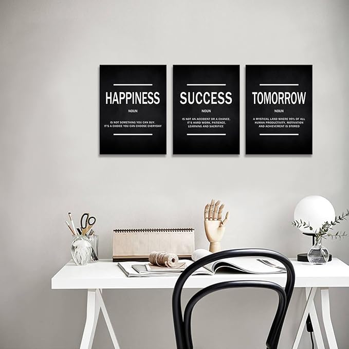 KAWAHONE Success Quotes Wall Art, Motivational Entrepreneur Tomorrow Poster Inspirational Happiness Wall Hanging Picture Decor for Home Office Workplace Gift for Business Leadership Men Women Ready to