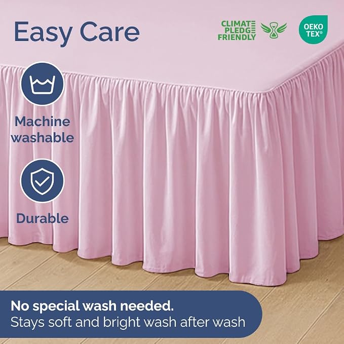 Bedskirt King Size Ruffle - Ruffled Bed Skirt - 12 Inch Drop - Light Pink | Bedskirt with Platform, Ultra-Soft Premium Hotel Quality, Wrinkle Free, Fade & Shrink Resistant, for Women, Men, Kids & Teens