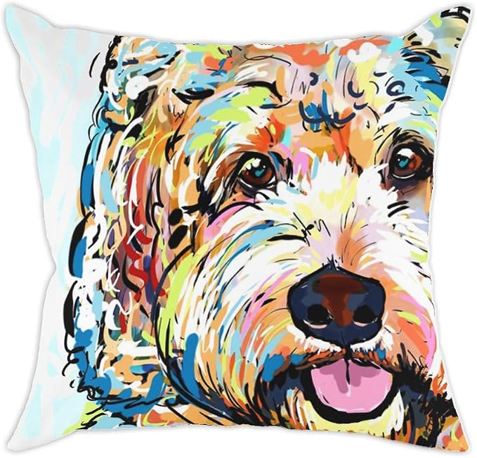 Cute Pet Bichon Frise Dog Pattern Throw Pillow Covers Polyester Cushion Cover Cases Pillowcases Sofa Home Decor 18”x 18”Inch (45 x 45cm)