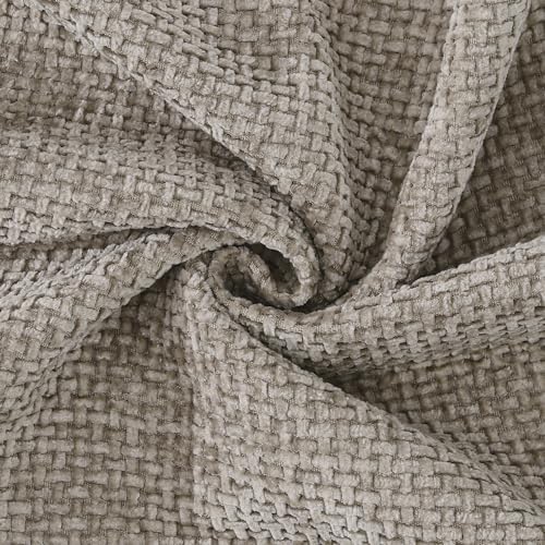 MADIZZ Decorative Chenille Velvet Throw Pillow Covers Set of 2 Soft Boho Textured Neutral Couch Throw Pillow for Bed Modern Farmhouse Home Decor for Sofa Livingroom Taupe 24x24 Inch Euro Sham