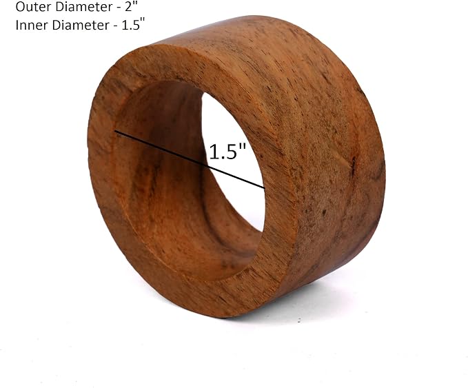 SAMHITA Handmade Acacia Wood Napkin Ring Set of 12 for Dining, Anniversary, Birthday, Christmas | Napkin Ring for Home and Kitchen Décor