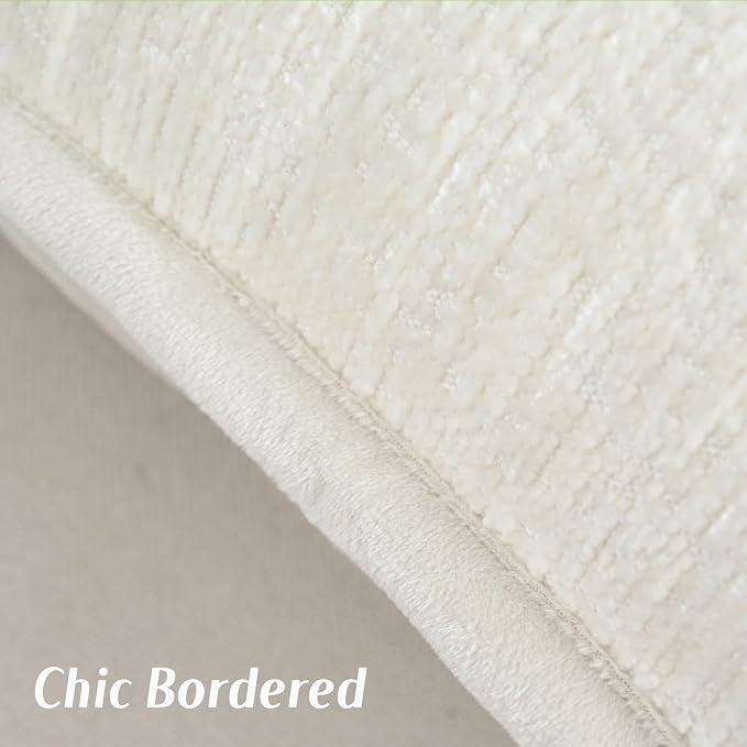 FUTEI Pack of 2 Chenille Soft Throw Pillow Covers 12x20 Inch, Cream White