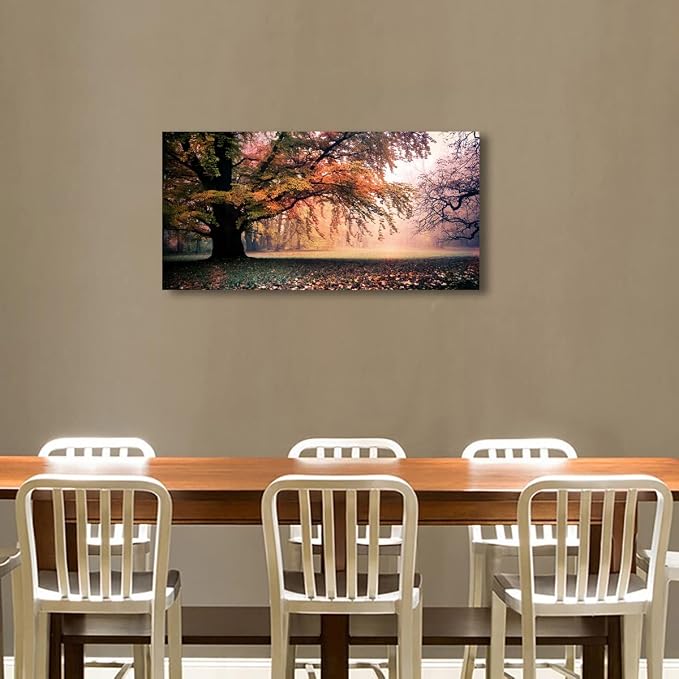 Tree of Life Wall Art Canvas Prints Natural Landscape Picture Home Decor Colorful Forest Paintings for Living Room Bedroom Bathroom Kitchen Decorations 20x40 Wooden Framed Artwork Easy Hanging