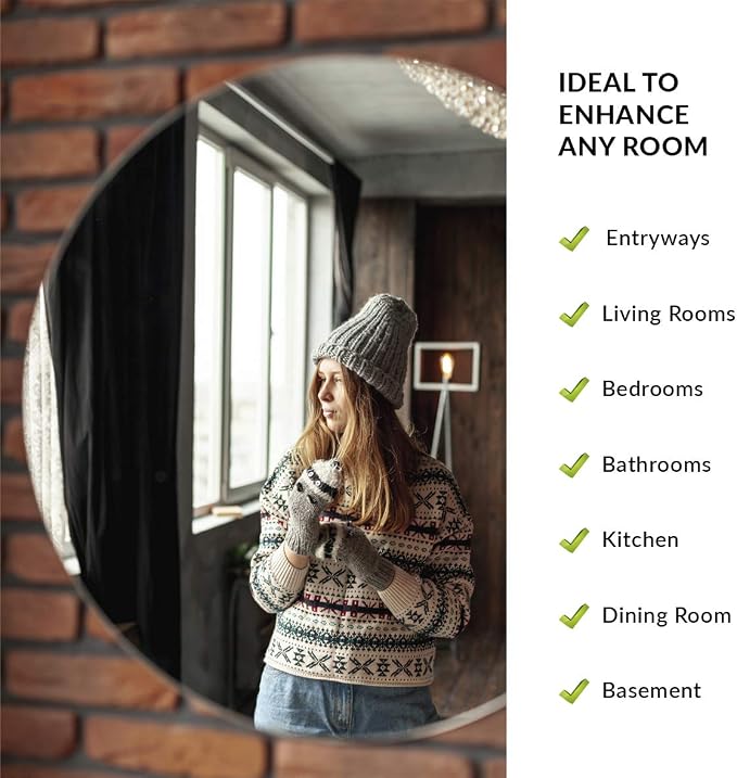 Anika 60130 Pack of 3 Self Adhesive Round Mirrors 15cm | Versatile and Functional | Easy to Install | Sleek and Modern, White, 15 x 0.5 x 15 cm