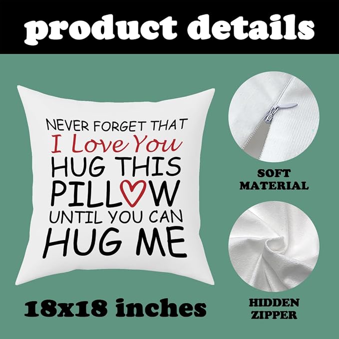 Fokongna Couch Pillowcase Lover I Love You Hug This Pillow Until You Can Hug Me 18 x 18 Inches Valentine's Day Birthday Gifts Give to Girlfriend Grade Flannel Waist Pillowcase