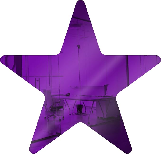 Marketing Holders Acrylic Mirror 2" Purple Star Flat DIY Smooth Edge Plexiglass Tiles .118 3MM Thick Rounded Corners Decor for Hotel Lobbies Stargazers Dance Studios Salons Spas Kids Room