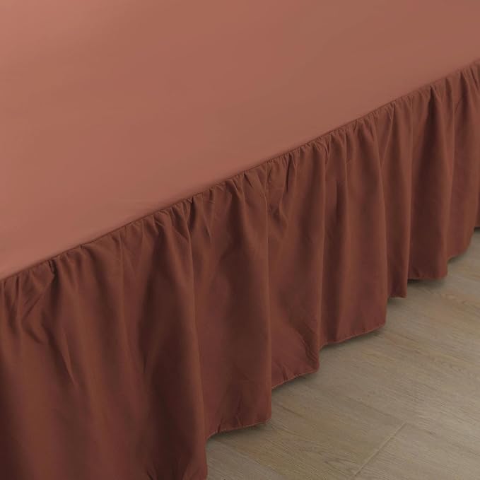 Bed Skirt Full Size Ruffled Bed Skirts with Split Corners | 18 Inch Drop Dust Ruffle Bed Skirts with Platform, 18'' Full, Rust