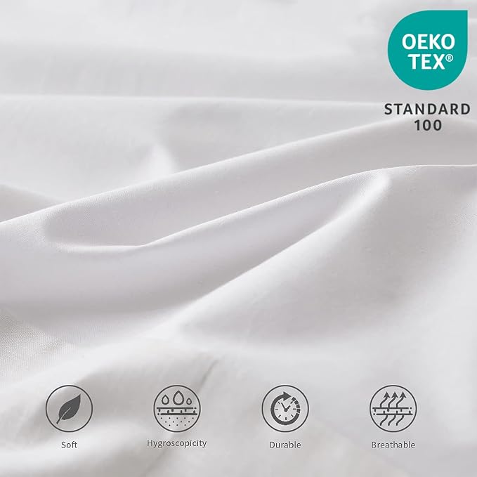 BISELINA French Linen Bed Skirt Split Corner with Button 18-Inch Tailored Drop Natural Flax Cotton Blend Basic Dust Ruffle Soft Cozy (18" Queen,Button White)