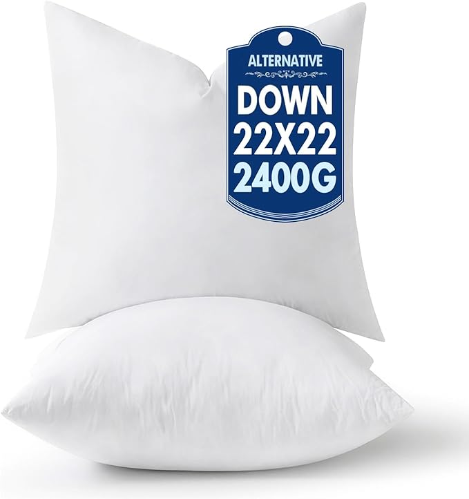 MIULEE 22x22 Pillow Inserts Pack of 2,Down Alternative Throw Pillows | Decorative Throw Pillows for Sofa Couch Bed, Ultra Soft Fluffy, Bed Sleeping Form
