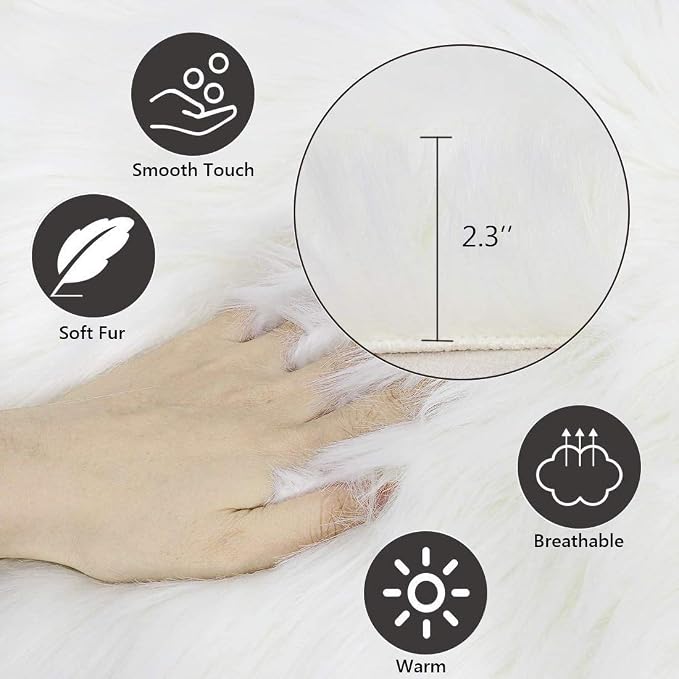 2Pack 12’’ Small Faux Fur Cushion Fluffy Plush Area Rug Photo Props | Small Product Photo Background for Tabletop Photography, Luxury Jewelry, Nail Art, Home Decor (Square, White + Pink)