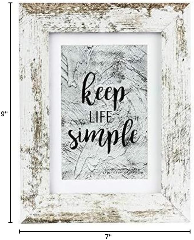 kennethan Rustic White 5x7 Picture Frames Wide Molding 3P in 1 set - Wall Mounting Material Included
