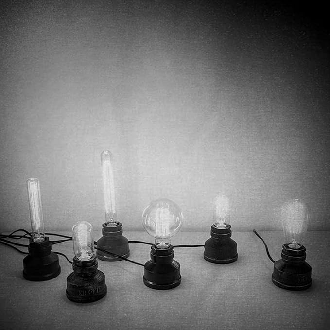 Vintage American Village Style Table Lamps Creative Lights Alloy Metal Water Pipe Night Light,Rustic Loft Industrial Steampunk Retro Base E26 LED Edison Table/Desk Lighting Fixture