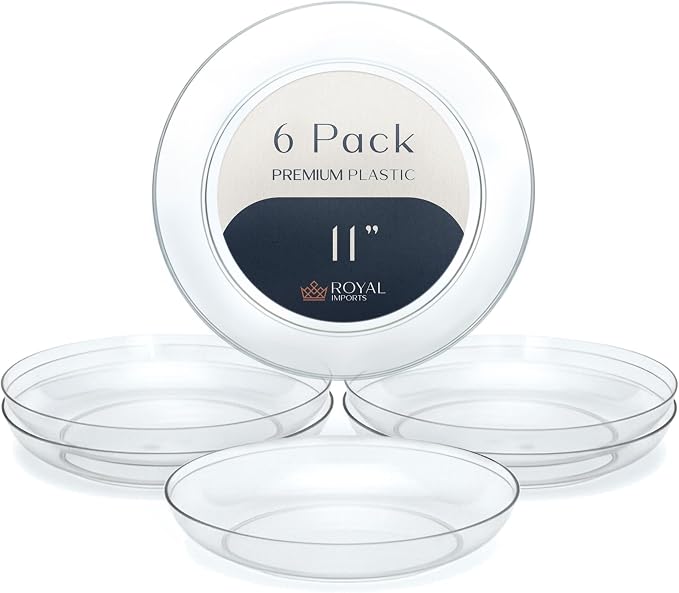 Royal Imports Clear Plant Saucer, Floral Plastic Plates Plant Tray 11" 6pk