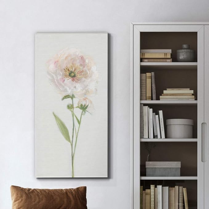 Renditions Gallery Canvas Floral Wall Art Modern Decorations Paintings Single Stem Peony Glam Romantic Artwork Canvas Wall Hanging for Bedroom Office Kitchen Prints - 20"x40" LT43