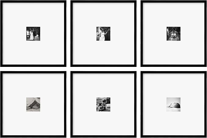 eletecpro 16x16 Picture Frame Set of 6, Display 4x4 with Mat | Bulk Frames, Wall Decor, Lightweight & Sturdy, High-clarity Acrylic, Ready to Hang