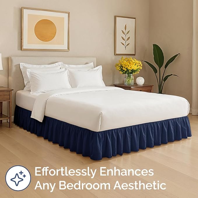 Bedskirt Twin Size Ruffle - Ruffled Bed Skirt - 12 Inch Drop - Navy | Bedskirt with Platform, Ultra-Soft Premium Hotel Quality, Wrinkle Free, Fade & Shrink Resistant, for Women, Men, Kids & Teens