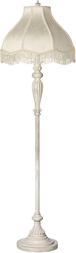 360 Lighting 60" Tall Scallop Shade Antique White Traditional Floor Lamp