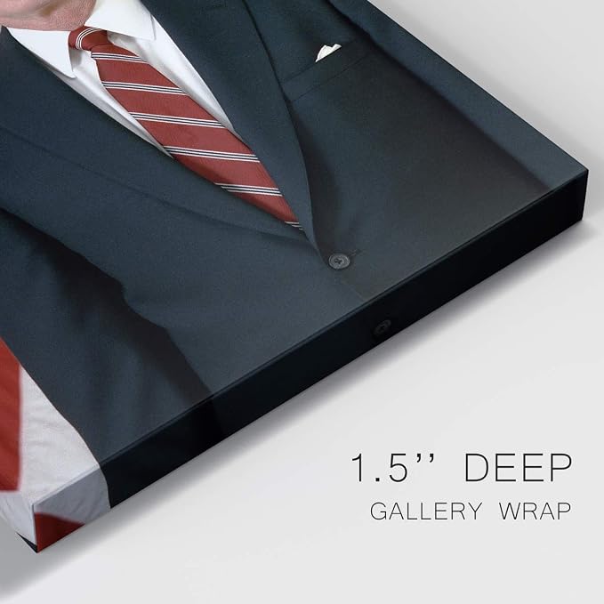 Renditions Gallery George H. W. Bush Presidental Portrait Wall Art, Premium Gallery Wrapped Canvas Decor, Ready to Hang, 27 in H x 16 in W, Made in America Print