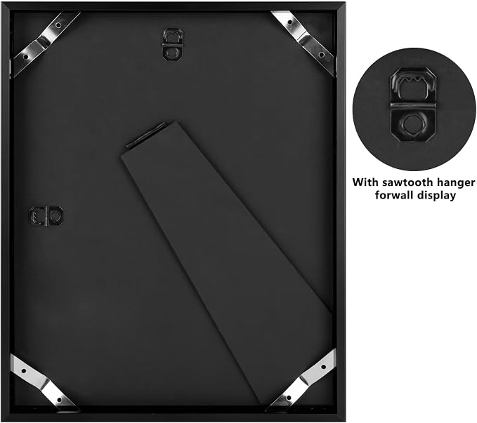 Frametory 8x10 Black Aluminum Metal Picture Frame Mat for 5x7 Glass