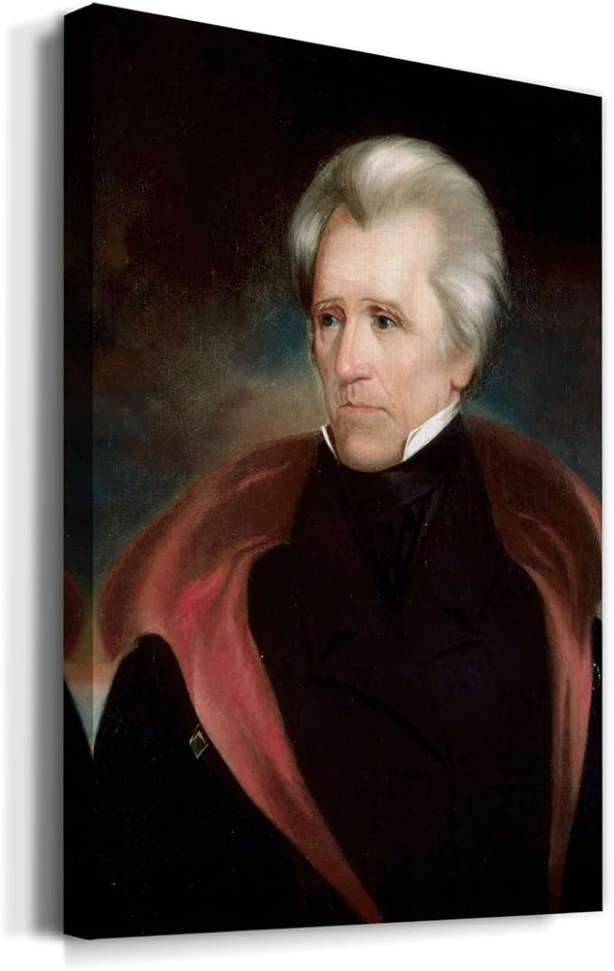 Renditions Gallery Andrew Jackson Presidental Portrait Wall Art, Premium Gallery Wrapped Canvas Decor, Ready to Hang, 12 in H x 8 in W, Made in America Print Artwork