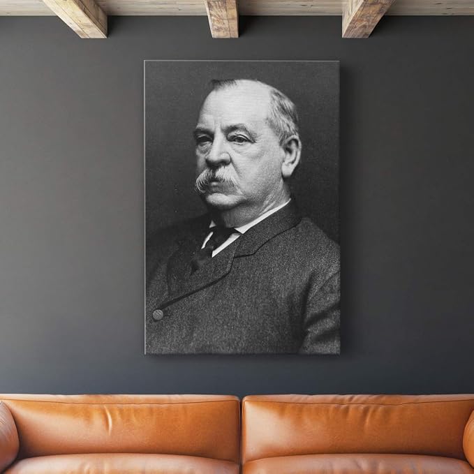 Renditions Gallery Grover Cleveland Presidental Portrait Wall Art, Premium Gallery Wrapped Canvas Decor, Ready to Hang, 18 in H x 12 in W, Made in America Print